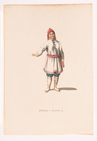 A Tcheremhisian Woman in Her Summer Dress, Plate 9 from Picturesque Representations of the Dress and Manners of the Russians