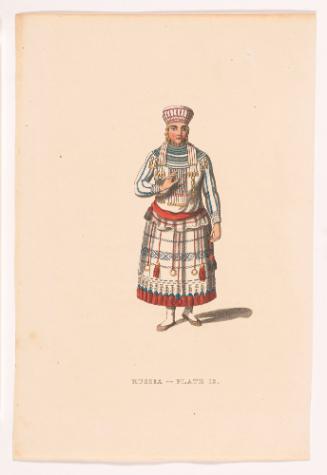 A Mordvine of the Mokshan Tribe, Plate 12 from Picturesque Representations of the Dress and Manners of the Russians