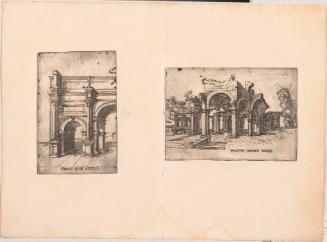 Two Plates Showing Ruins of the Arch of Septimus Severus and a Palace at Paris