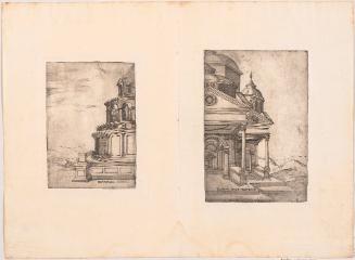 Two Plates Showing Right Half of Hadrian's Tomb and the Right Half of a Temple