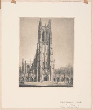 Duke University, Durham, The Chapel, plate 31 from album 7 of Orr Etchings of North Carolina