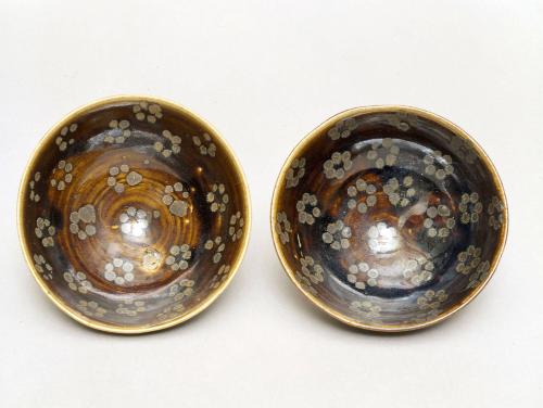 One of a Pair of Tea Bowls with Design of Plum Blossoms