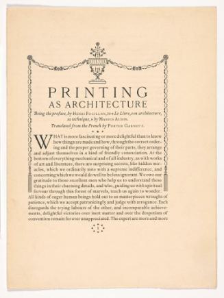 Printing As Architecture