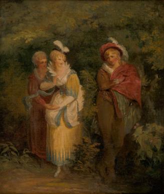 A Young Man and Two Girls in a Wood