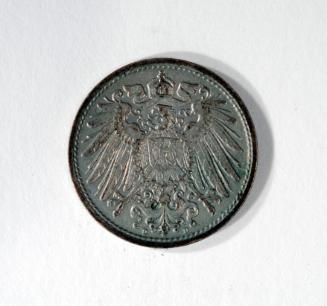 10 Pfenning Coin Inscribed with Deutsches Reich (obverse) and Spread-winged Eagle with Shield (reverse)