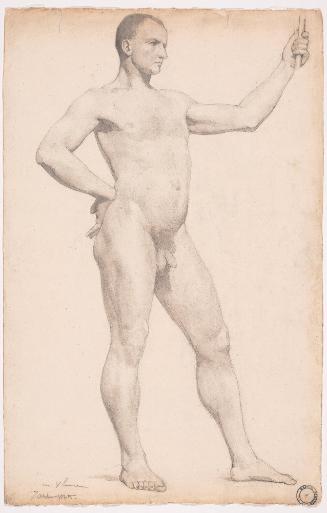 Nude Male with Hand on Hip, Facing Right