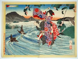 The Demon Omatsu Kills Shirosaburo at the Ford, from the series A New Selection of Eastern Brocade Pictures