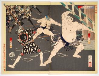 Sumo Fight at Shinmei, from the series New Selection of Eastern Brocade Pictures
