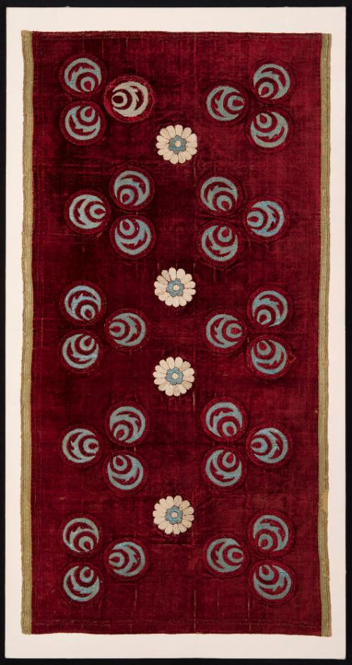 An Italian velvet panel with Ottoman embroidery
