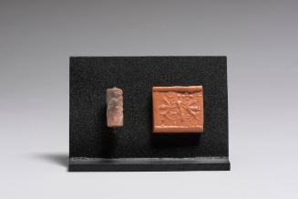 Neo-Assyrian Cylinder Seal With Man, Two Griffins, Star