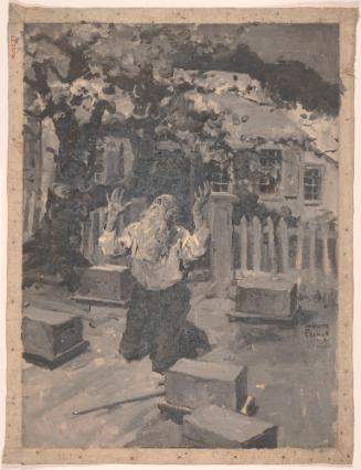 Man Kneeling in Prayer; Illustration