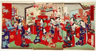 Illustration of Court Ladies Inspecting Famous Vessels 
官女名器縦覧ノ図.