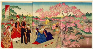 Viewing Cherry Blossoms at the Museum with a Distant View of the Exposition
博覧会遠望 博物館観桜