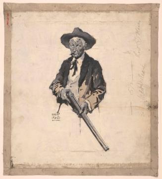 Man Holding Rifle; Illustration