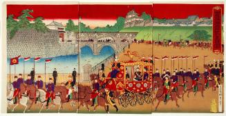 Emperor Leaving the Palace through Nijūbashi Bridge
宮城御出門貳重橋図.