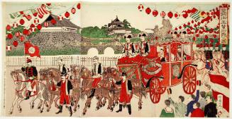 Imperial Carriage Leaving the Imperial Palace 
皇城御鳳輦御出門之図.