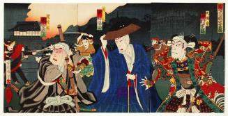 Kabuki Scene Depicting the Battle of Ueno During the Boshin War of 1868-69
