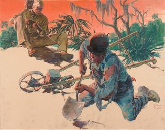 Man in Blue Overalls; Illustration for William Fuller's Tiger Swamp Campaign
