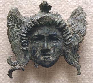 Bronze Applique Head of Helmeted Athena