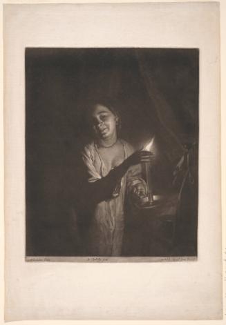 A Young Woman Preparing for Bed, by Candlelight