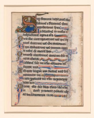Leaf from a Psalter with Historiated Initial: Christ Holding a Book