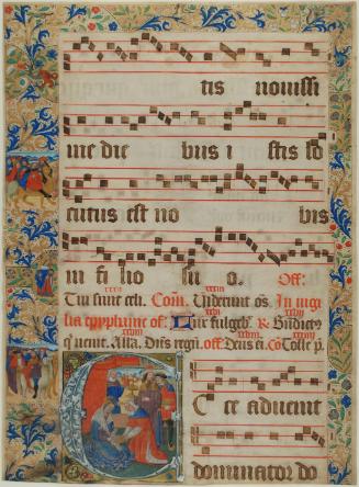 Leaf from a Gradual, the Epiphany with Historiated Initial C: Adoration of the Magi