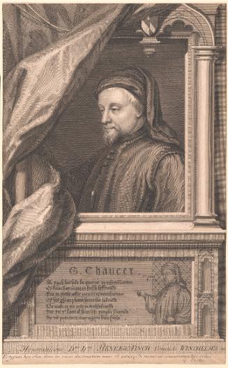 Chaucer , from Miniature in Hoccleve's De Regimine Principis