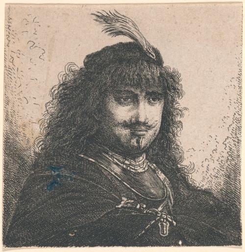 Rembrant with Plumed Cap and Lowered Sabre