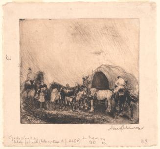 Covered Wagon in Rain