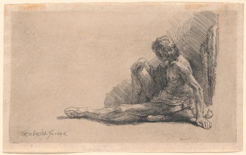 Nude Man Seated on Ground