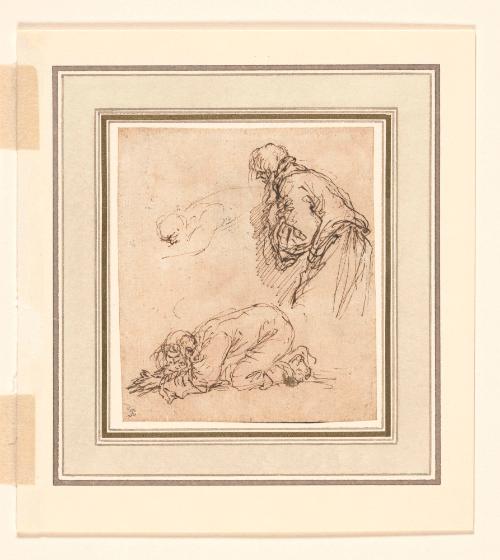 Two Worshiping Figures, Preliminary Studies for Jonah Preaching to the Ninevites