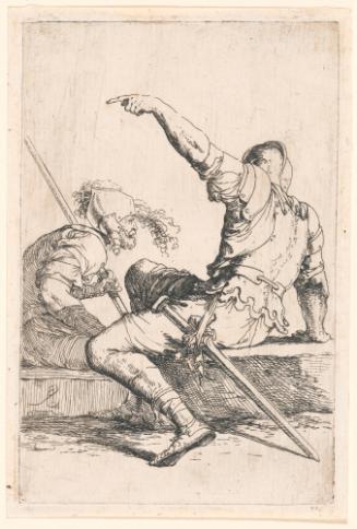 Two Seated Soldiers in Conversation