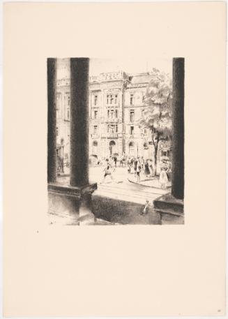View of a Street from a Modernist Neoclassic Portico, from a set of architectural views