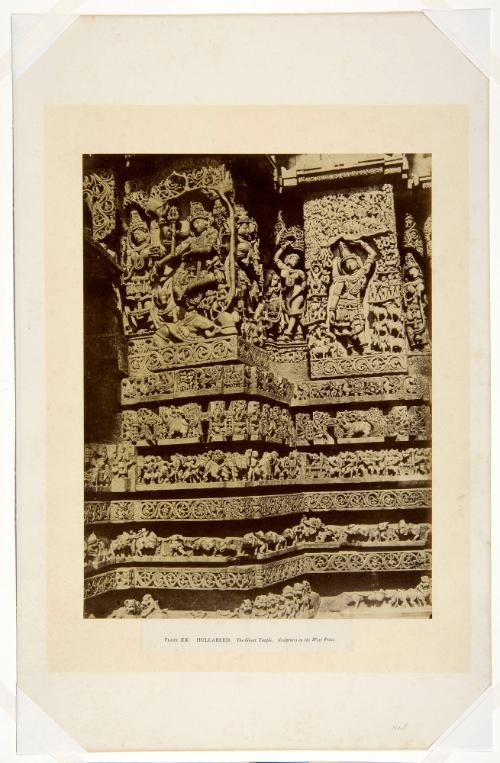 Hullabeed. The Great Temple. Sculptures on the West Front, plate 20 from Architecture in Dharwar and Mysore