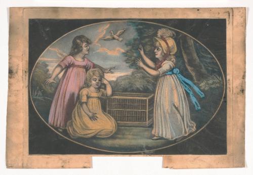 Three Young Girls with a Bird-Cage