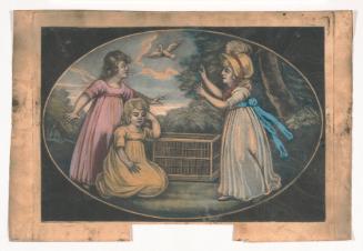 Three Young Girls with a Bird-Cage