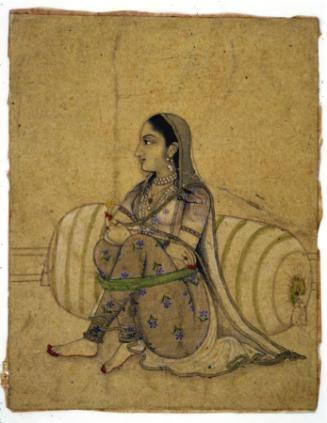Seated Girl Holding a Blossom