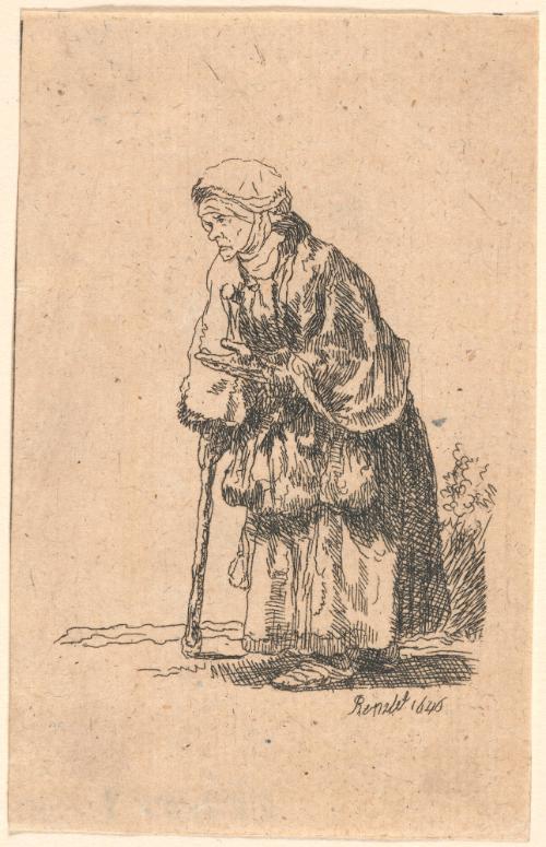 Beggar Woman Leaning on a Stick