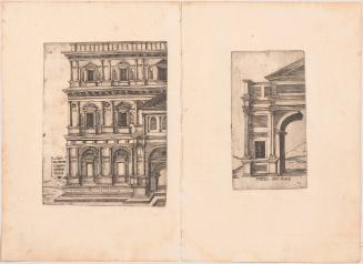 Two Plates Showing Left Half of a Palace and of a Town Gate