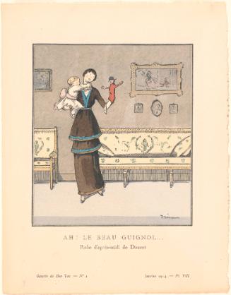 Oh! The Pretty Puppet! (Afternoon dress by Doucet), from "The Gazette Du Bon Ton"