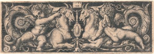 Ornament with Two GenII Riding on Two Chimeras