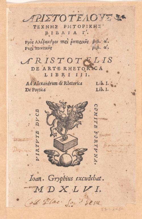 Title Page: De Arte Rhetorica, III