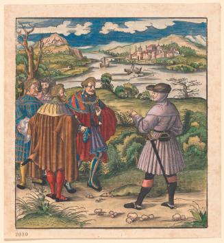 Four Men at the Shore Speaking with a Knight