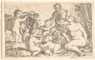 Bacchanal of Children with Goat and Music-making Satyr