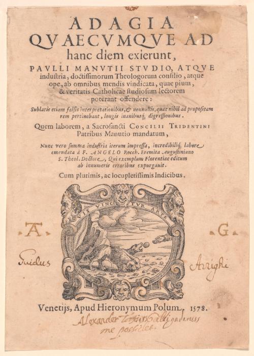 Title Page, with Design of Hand Feeding Cerberus