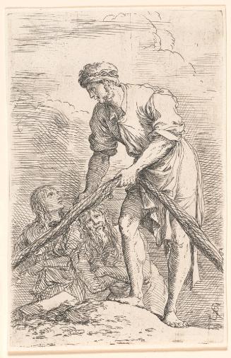 Man with Fishing Net and Two Others (b73)