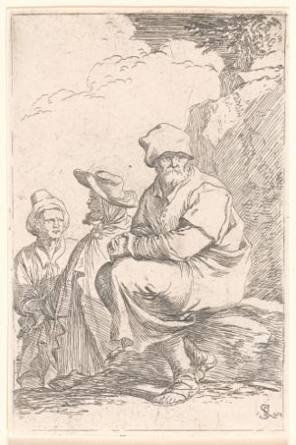 Old Peasant Seated with Two Men in Background (b67)
