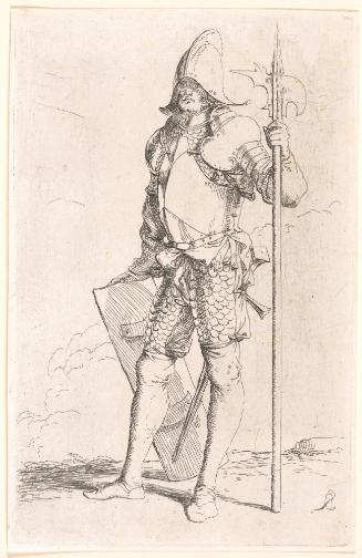 Standing Soldier in Armor with Halbard and Shield (b44)