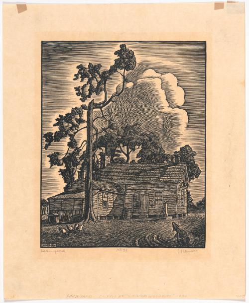 Farmyard.  Pl XXIV of "Virginia Woodcuts"