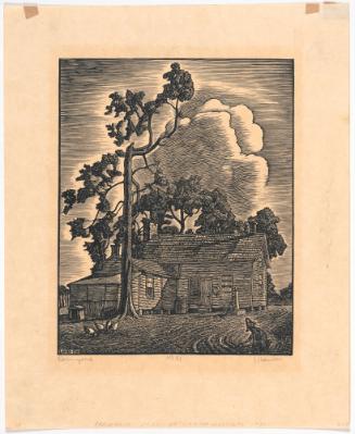 Farmyard.  Pl XXIV of "Virginia Woodcuts"